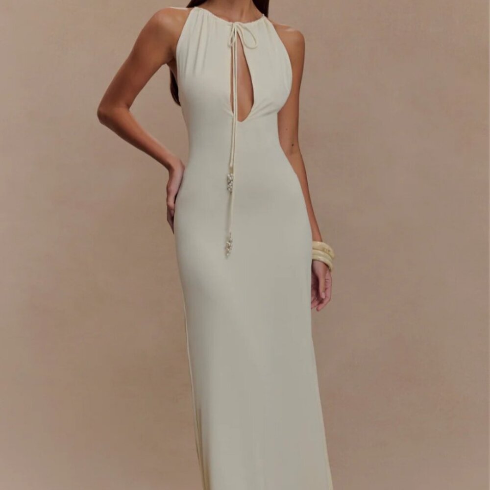 Meskhi Slinky Maxi Dress With Pearls  (BRAND NEW)